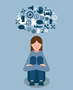 Graphic of woman thinking