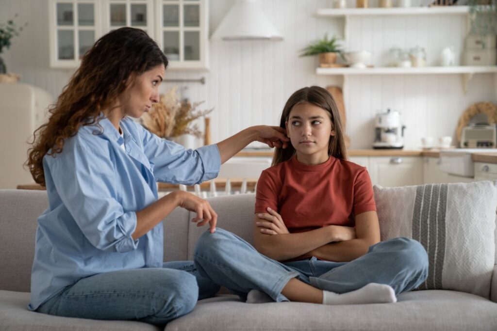 teen and mom talking after a panic attack