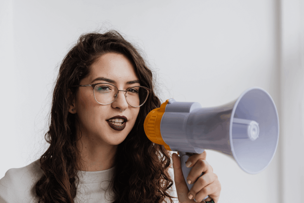 teen with megaphone
