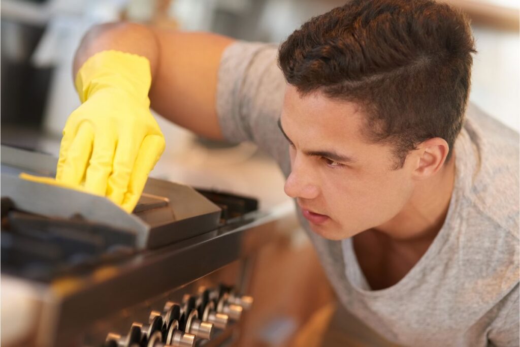 teen with germaphobia cleaning obsessively