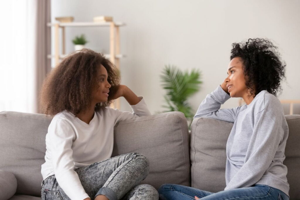 teen daughter and mother have a conversation