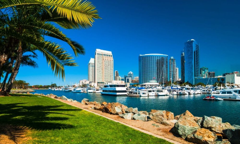 San Diego California boats and skyline San Diego California boats and skyline