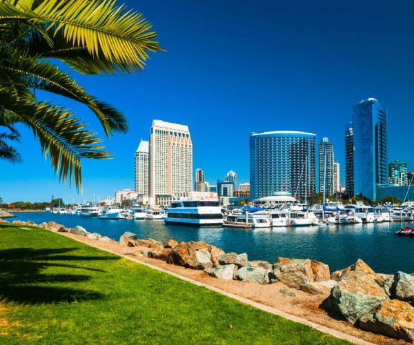 San Diego California boats and skyline San Diego California boats and skyline