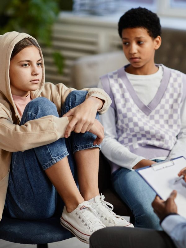 Portrait,Of,Teenage,Girl,Wearing,Hoodie,In,Group,Therapy,Session